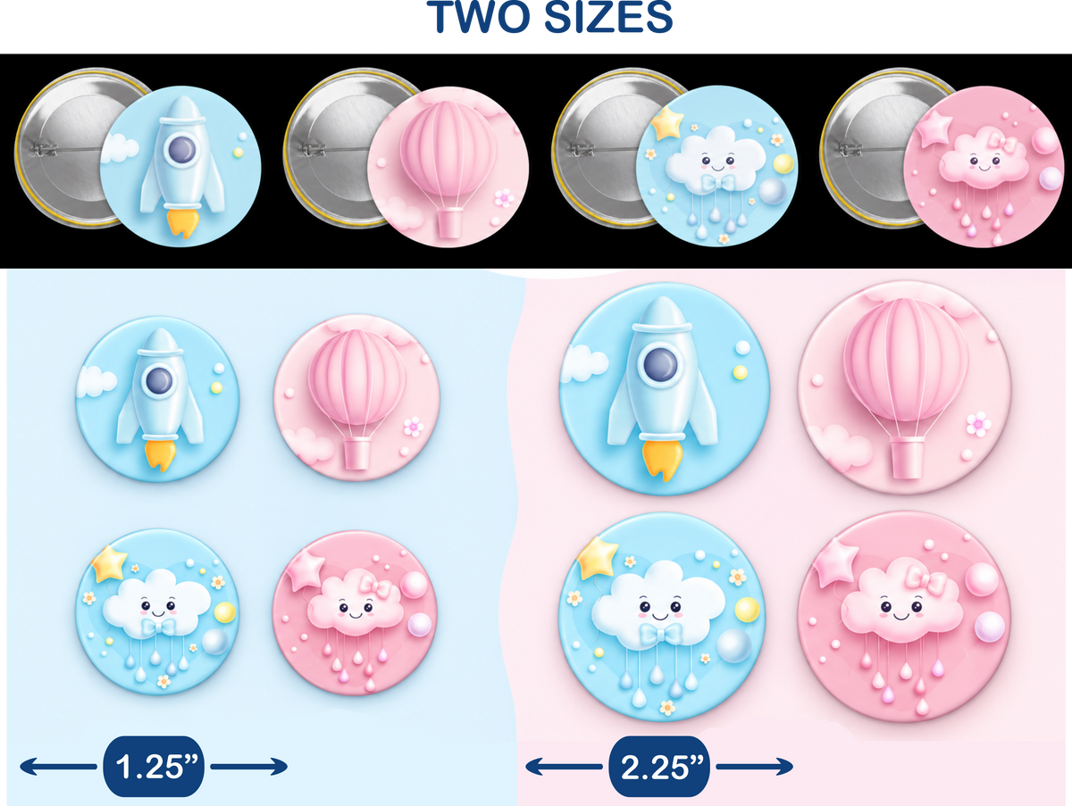 Custom pinback buttons | personalized pins | company logo | gag gifts | birthday bachelorette party | memory of | baby shower